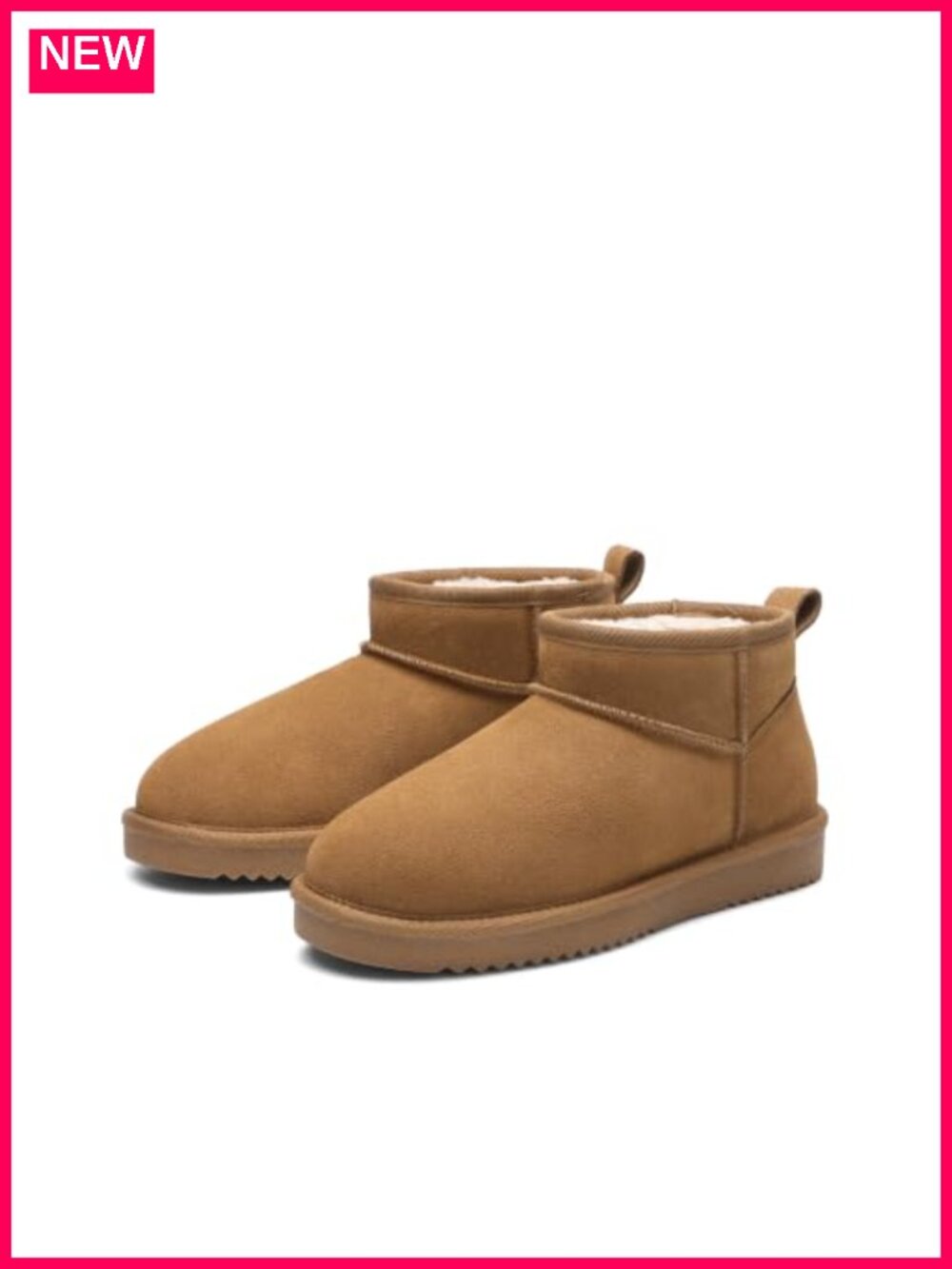 Genuine Suede Leather Faux Fur Lined Slip-On Winter Snow Ankle Boots
